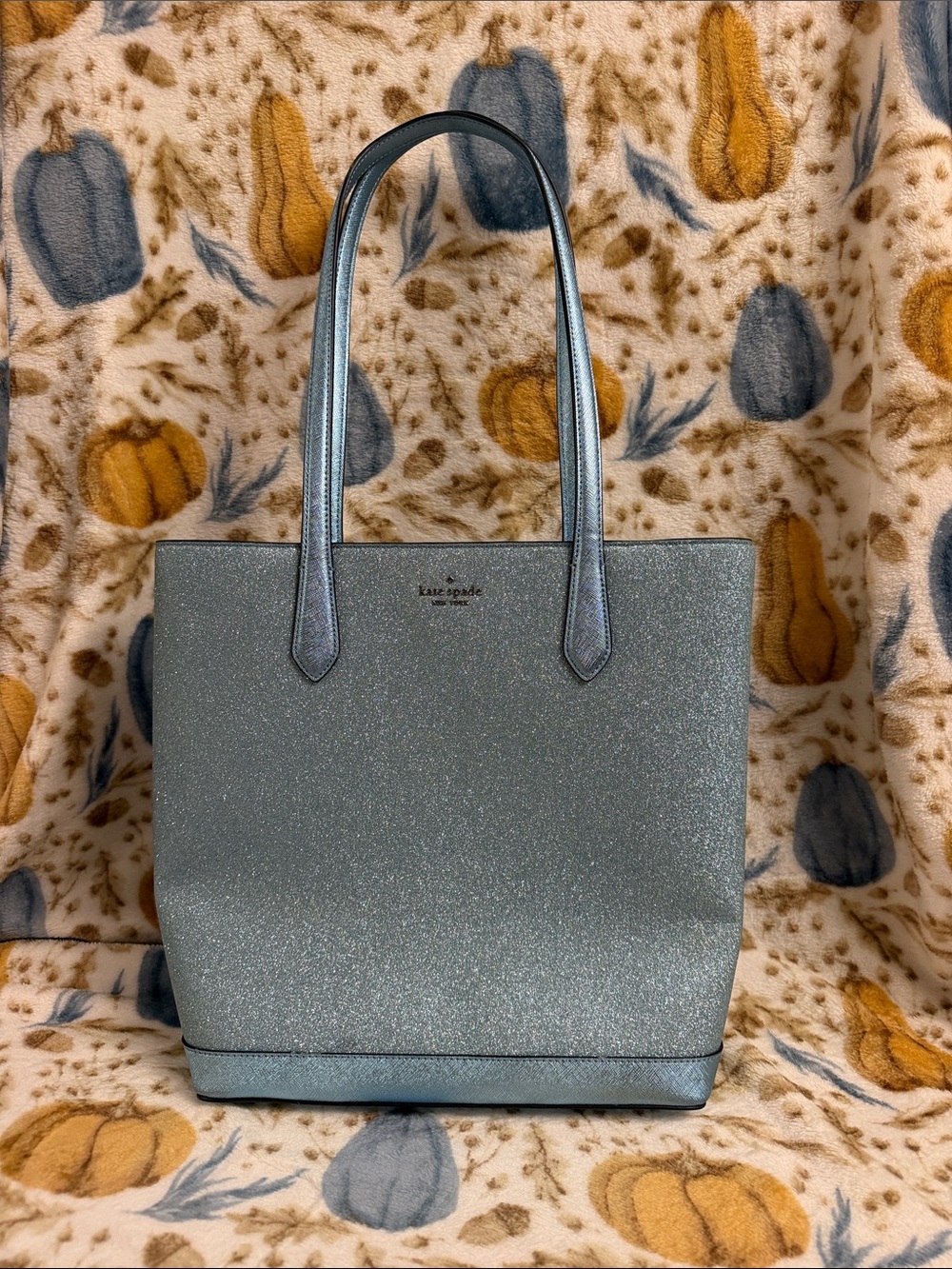 kate spade Sparkle Metallic Pale Blue Tote